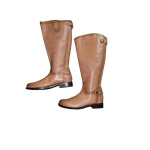 Sam Edelman Mikala Whiskey Block Heel Zipper Leather Knee High Boots NWOB 7.5